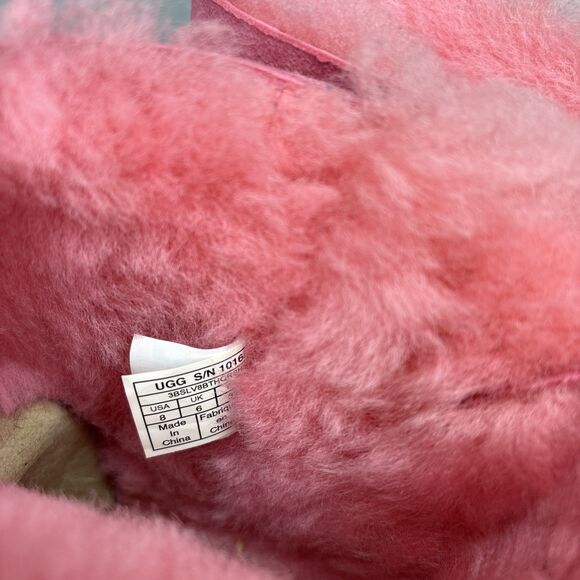 Womens UGG Boots Size 8 Bailey Bow Mini Pink Rose Suede Wool UGG Australia Shoes - Picture 13 of 16